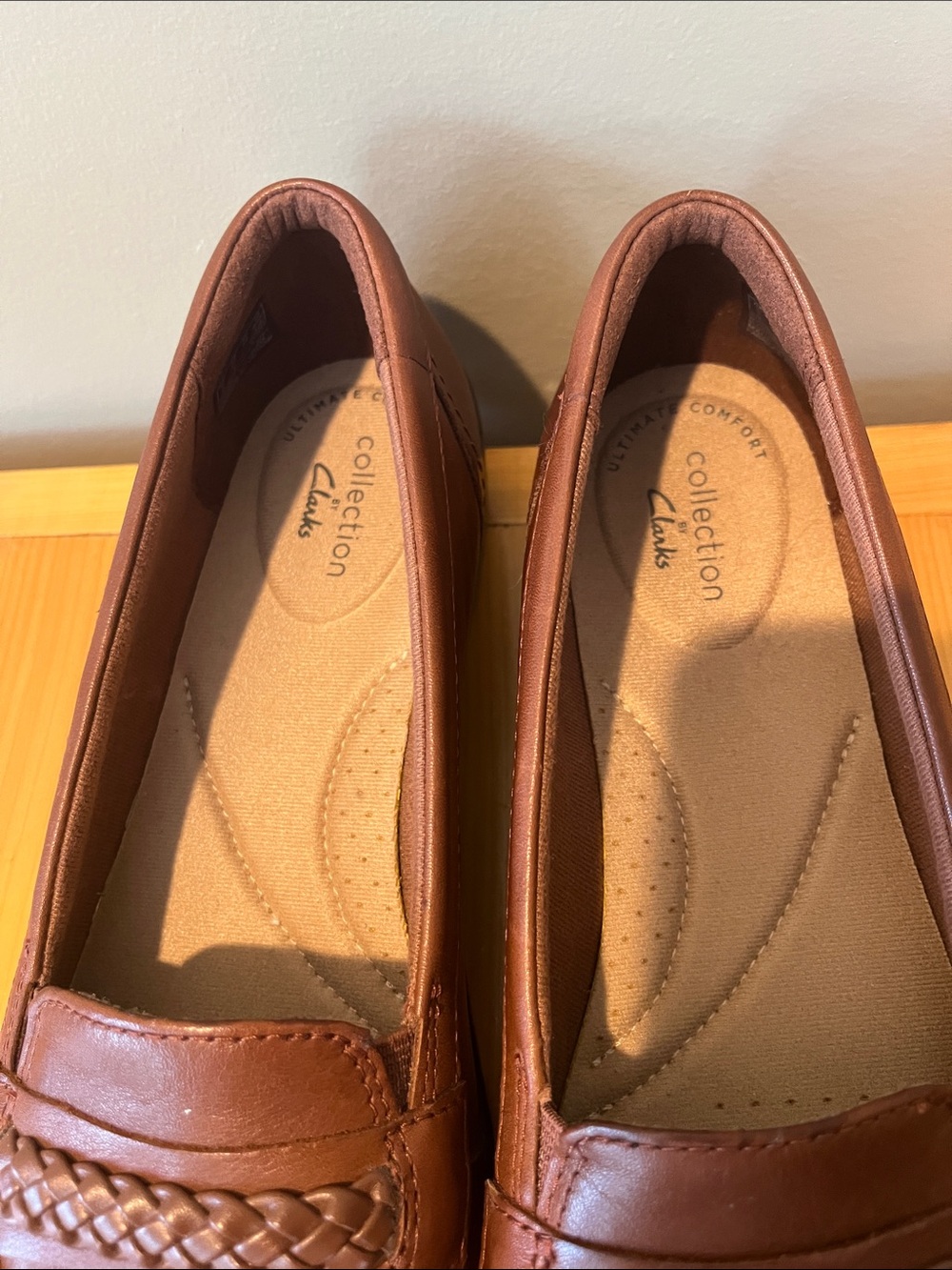 Clarks Women's Brown Braided Penny Loafers - Picture 4 of 5